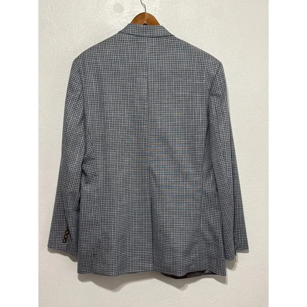 Ralph Lauren Black Label Blue Grey Plaid Sports Coat Blazer 46L